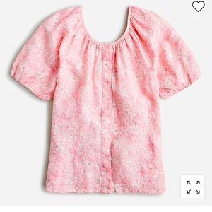 V-Back Button-up pink floral Linen blouse